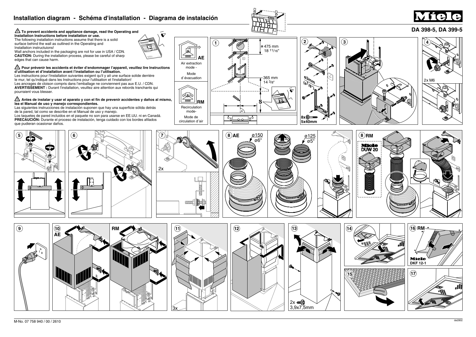 MIELE DA 398-5, DA 399-5 User Manual