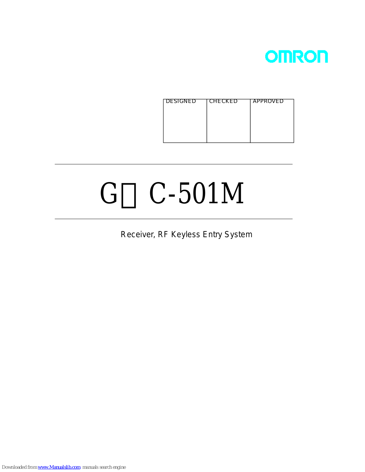 Omron G8C-501M User Manual