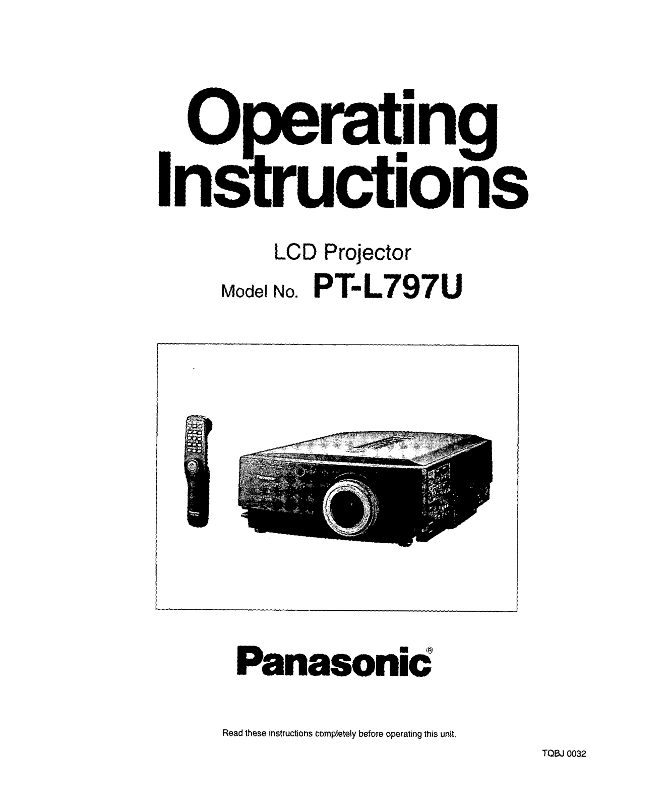 Panasonic PT-L797 User Manual