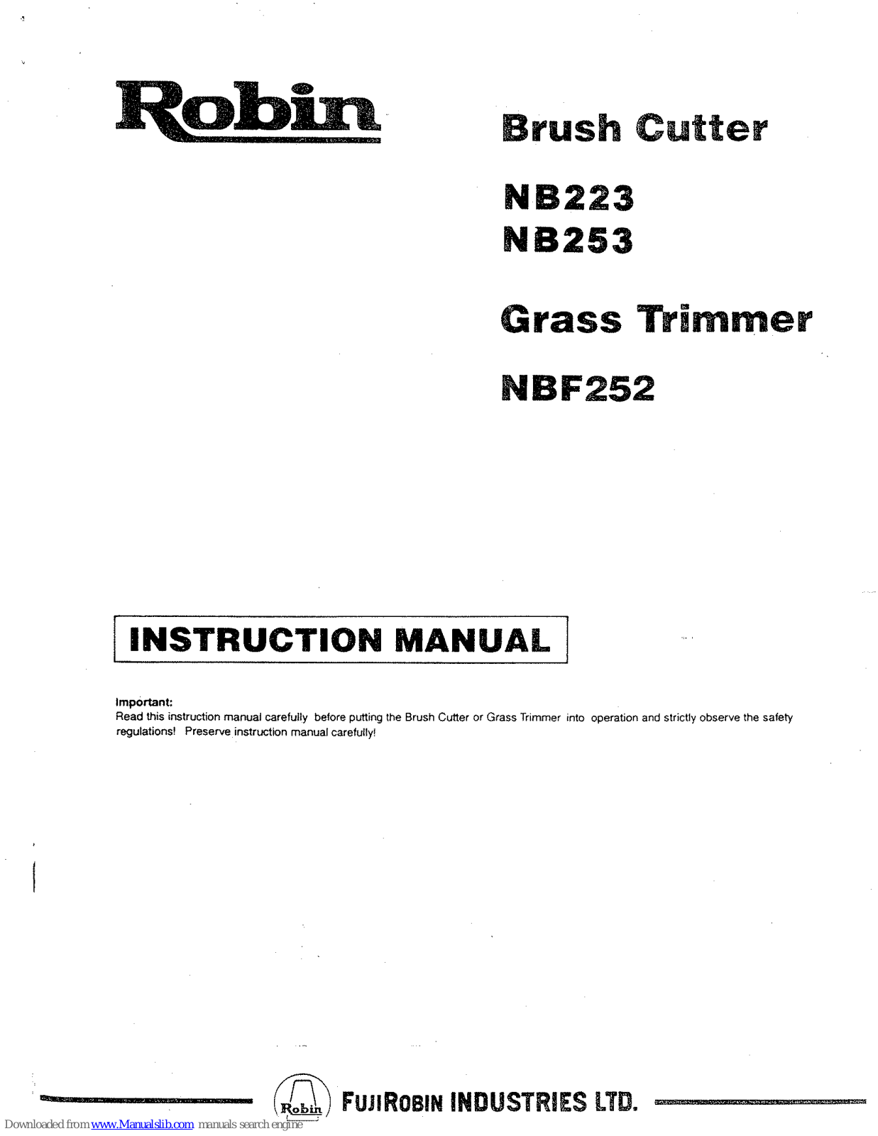 Robin NB223, NB253, NBF252 Instruction Manual