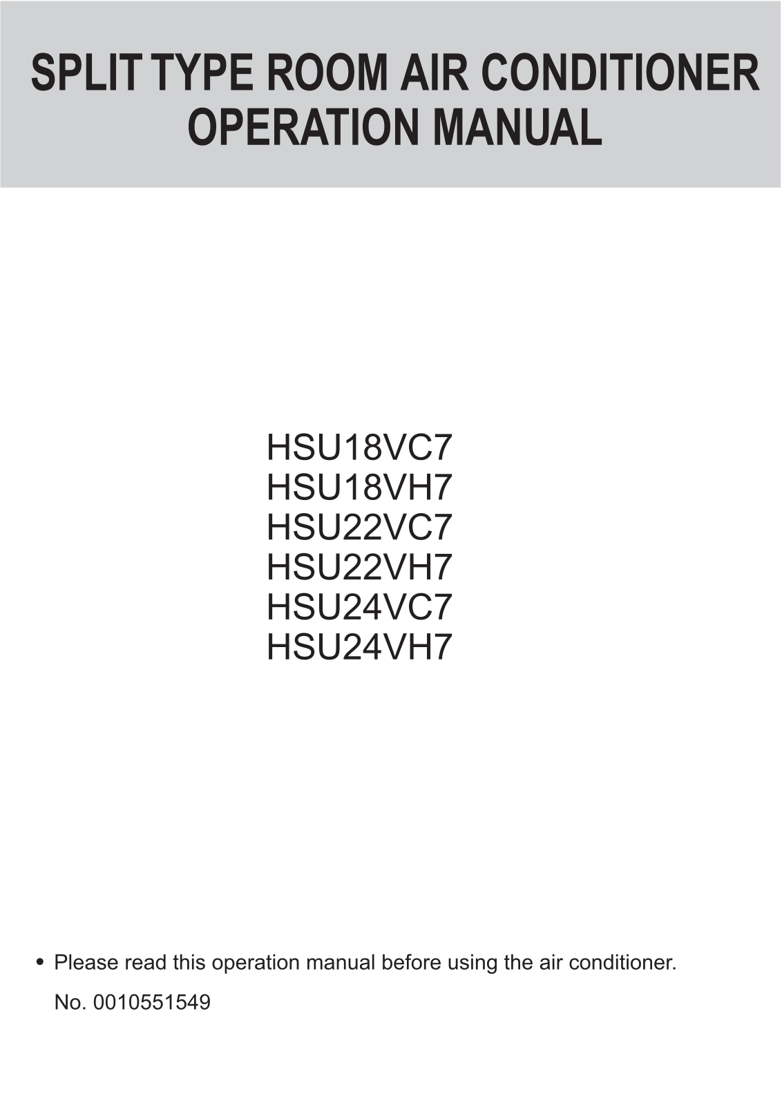 Haier HSU24VC7-W User Manual