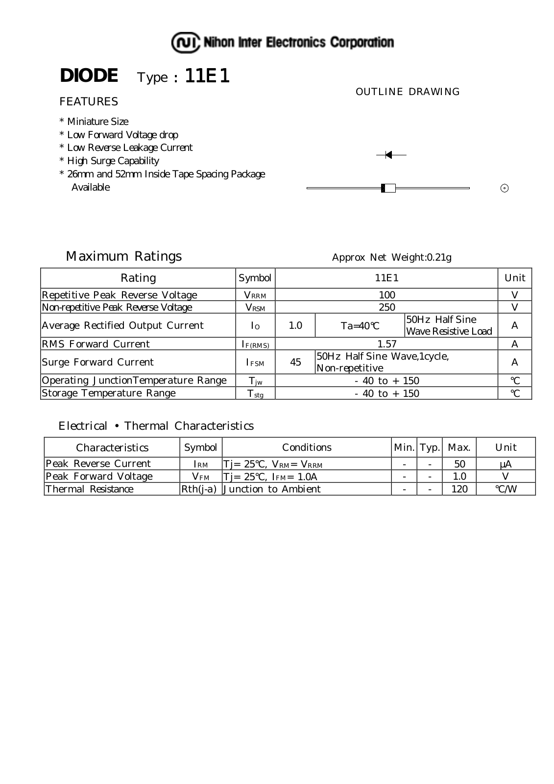 NIHON 11E1 Datasheet