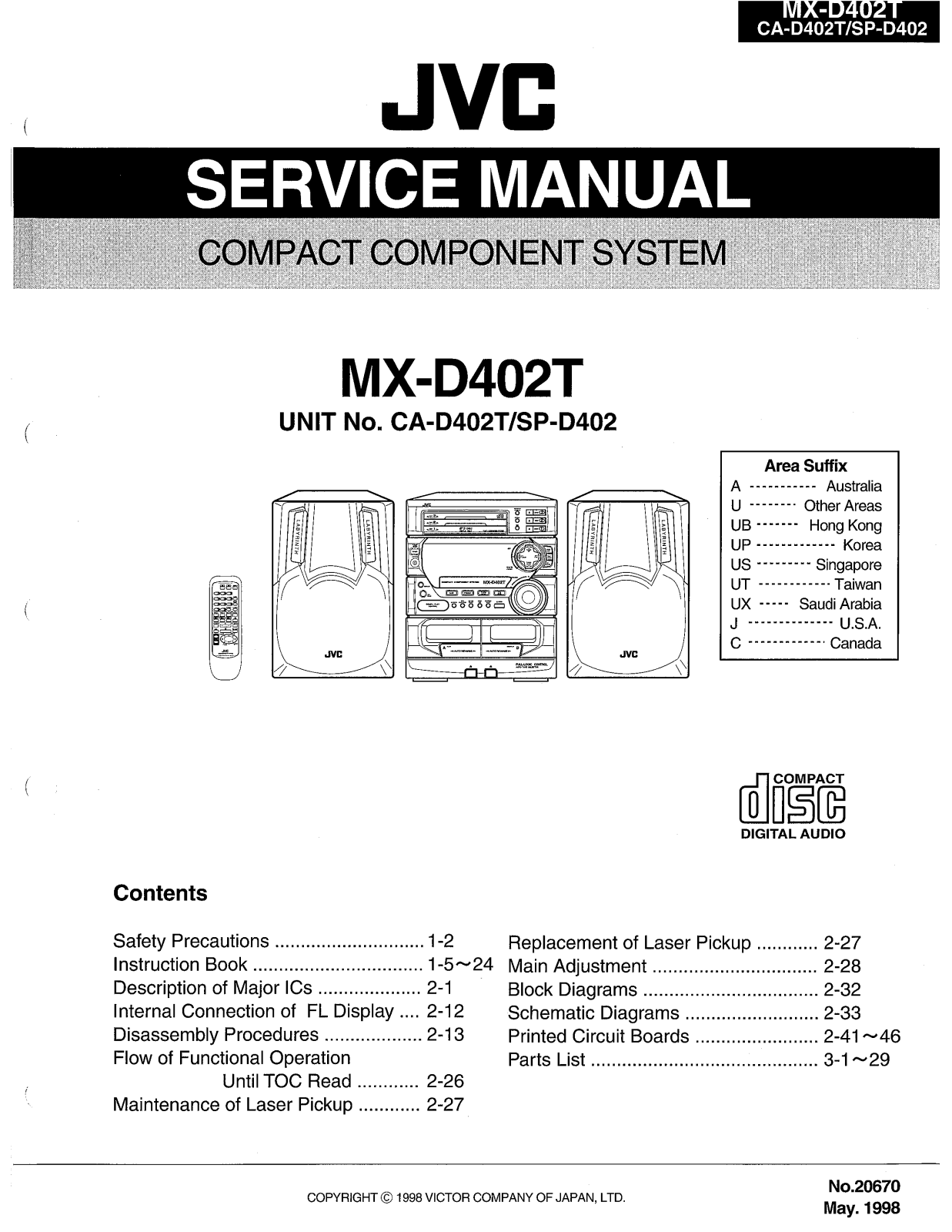 JVC MX-D402TA, MX-D402TC, MX-D402TJ, MX-D402TU, MX-D402TUB Service Manual