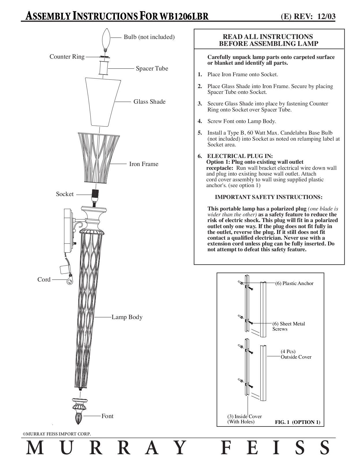 Feiss WB1206 User Manual