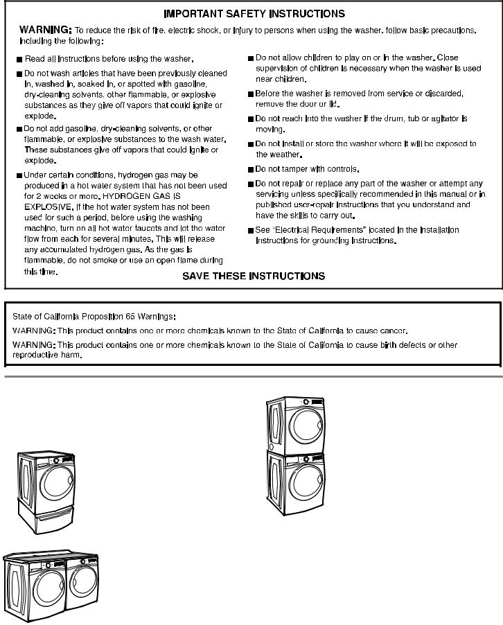 Amana NFW5700BW Owner's Manual