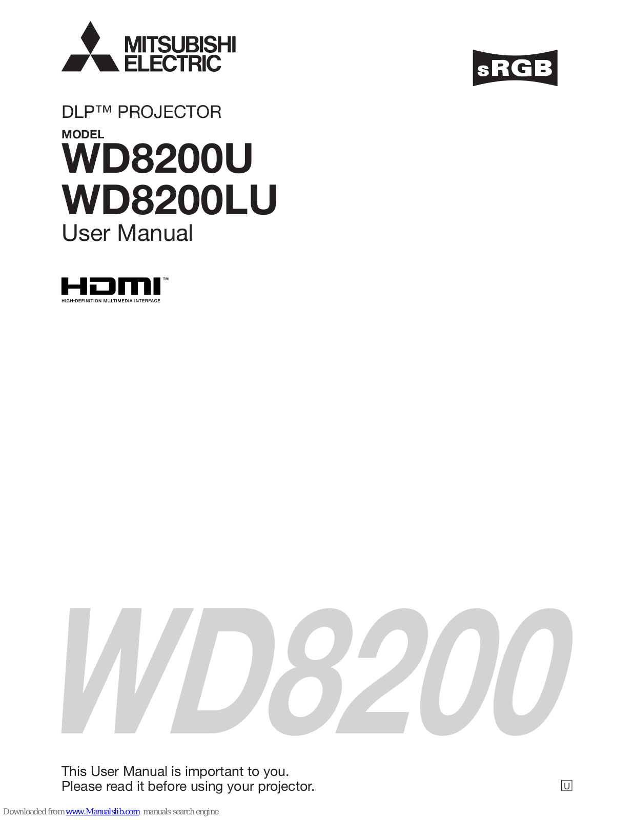 Mitsubishi Electric DLP WD8200U, DLP WD8200LU, WD8200U, WD8200LU User Manual