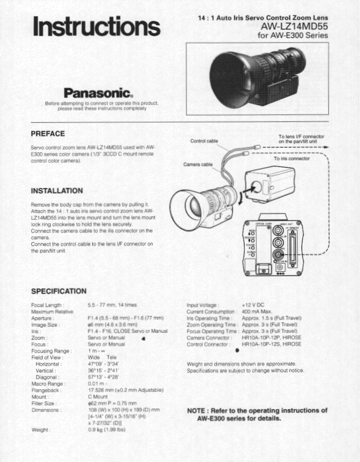 Panasonic AW-LZ14MD55 User Manual