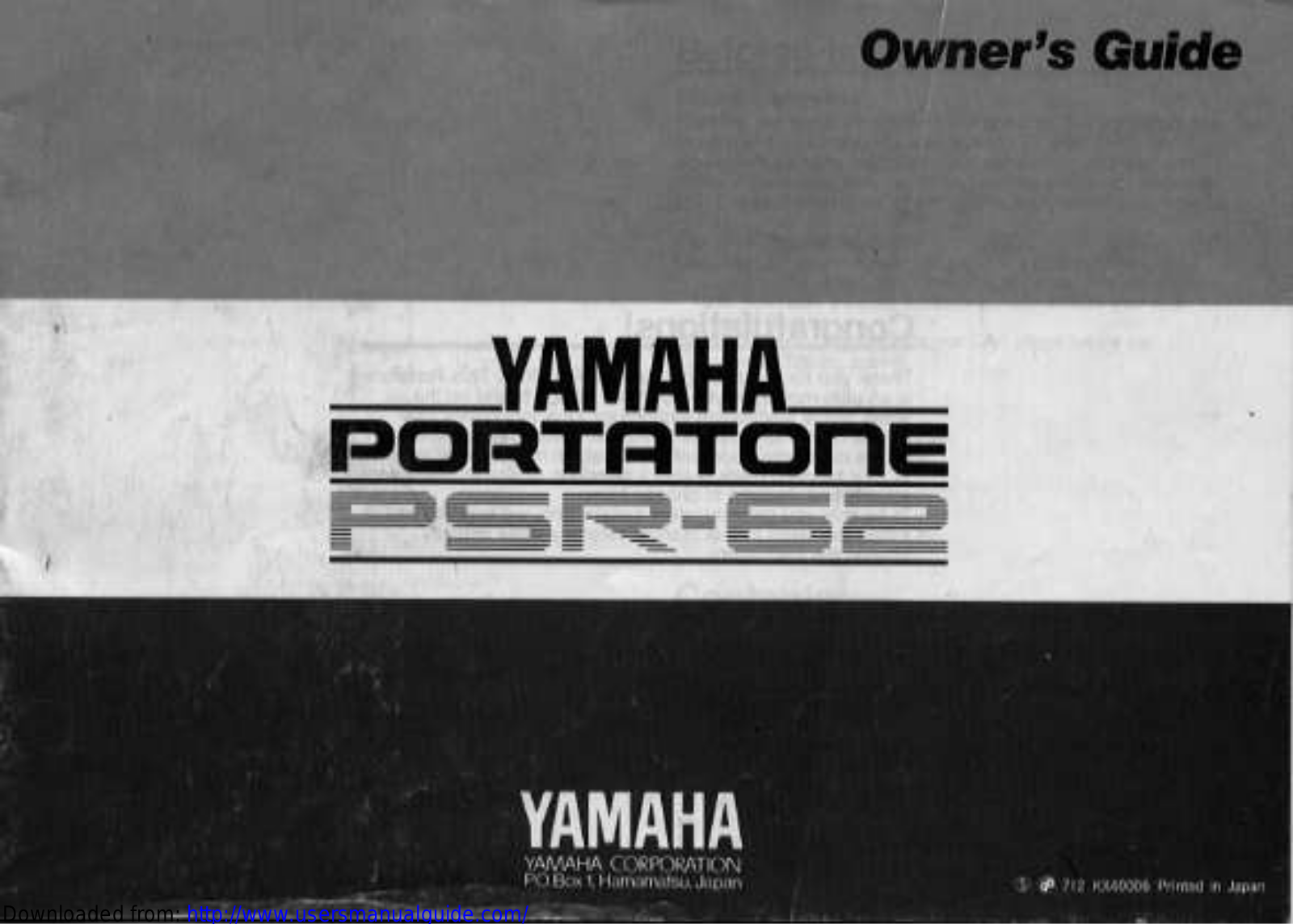 Yamaha Audio PSR-62 User Manual