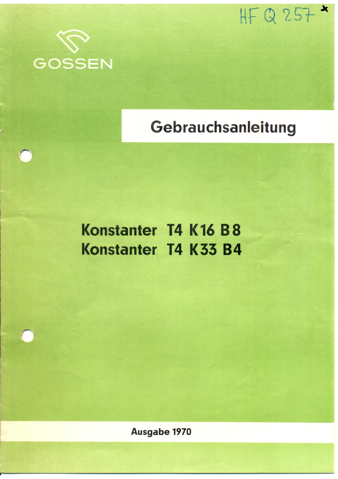 Gossen T4 K16 B8, T4 K33 B4 User Manual