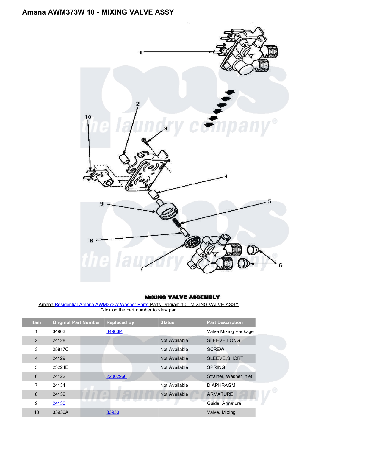 Amana AWM373W Parts Diagram