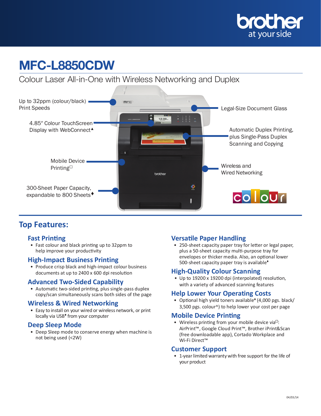 Brother mfc-l8850cdw Datasheet