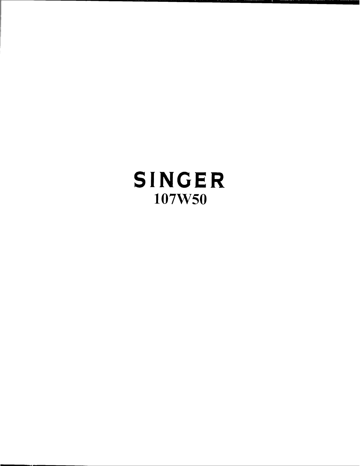 Singer 107W50 User Manual