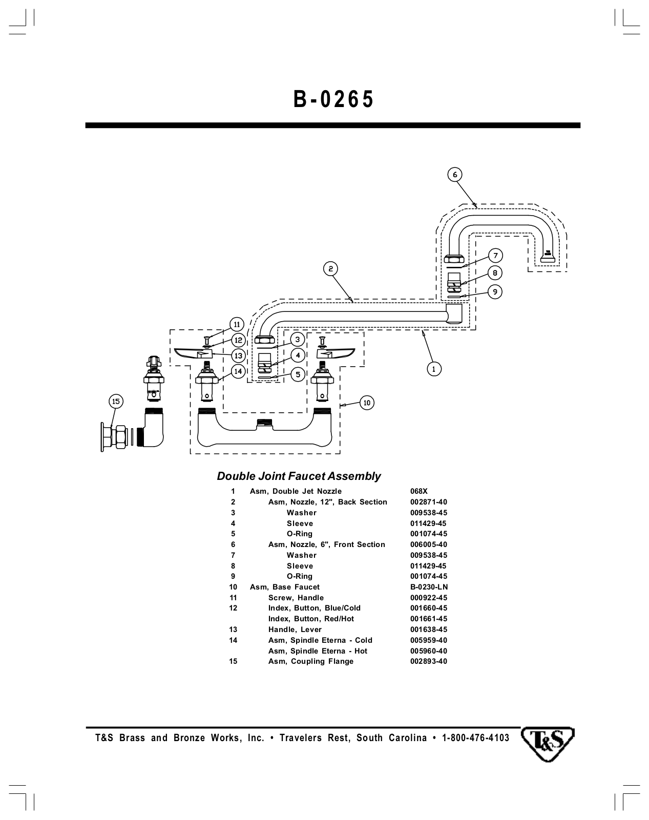 T & S Brass & Bronze Works B-0265 Part Manual