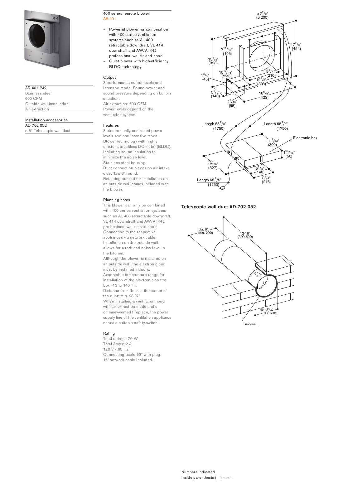 Gaggenau AR401742 Specs