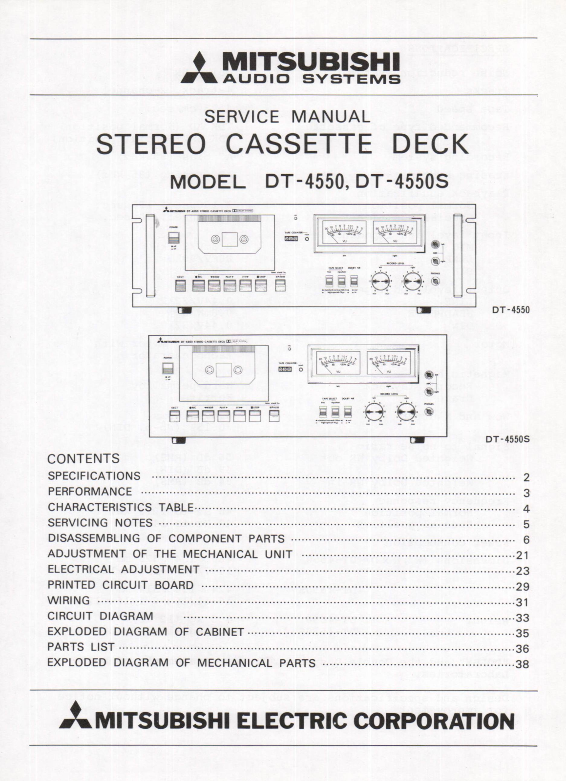 Mitsubishi DT-4550 Service Manual