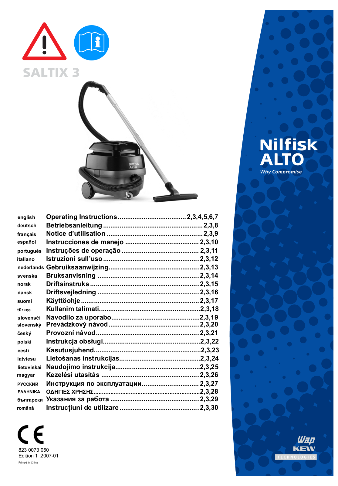 Nilfisk SALTIX 3 Instructions Manual