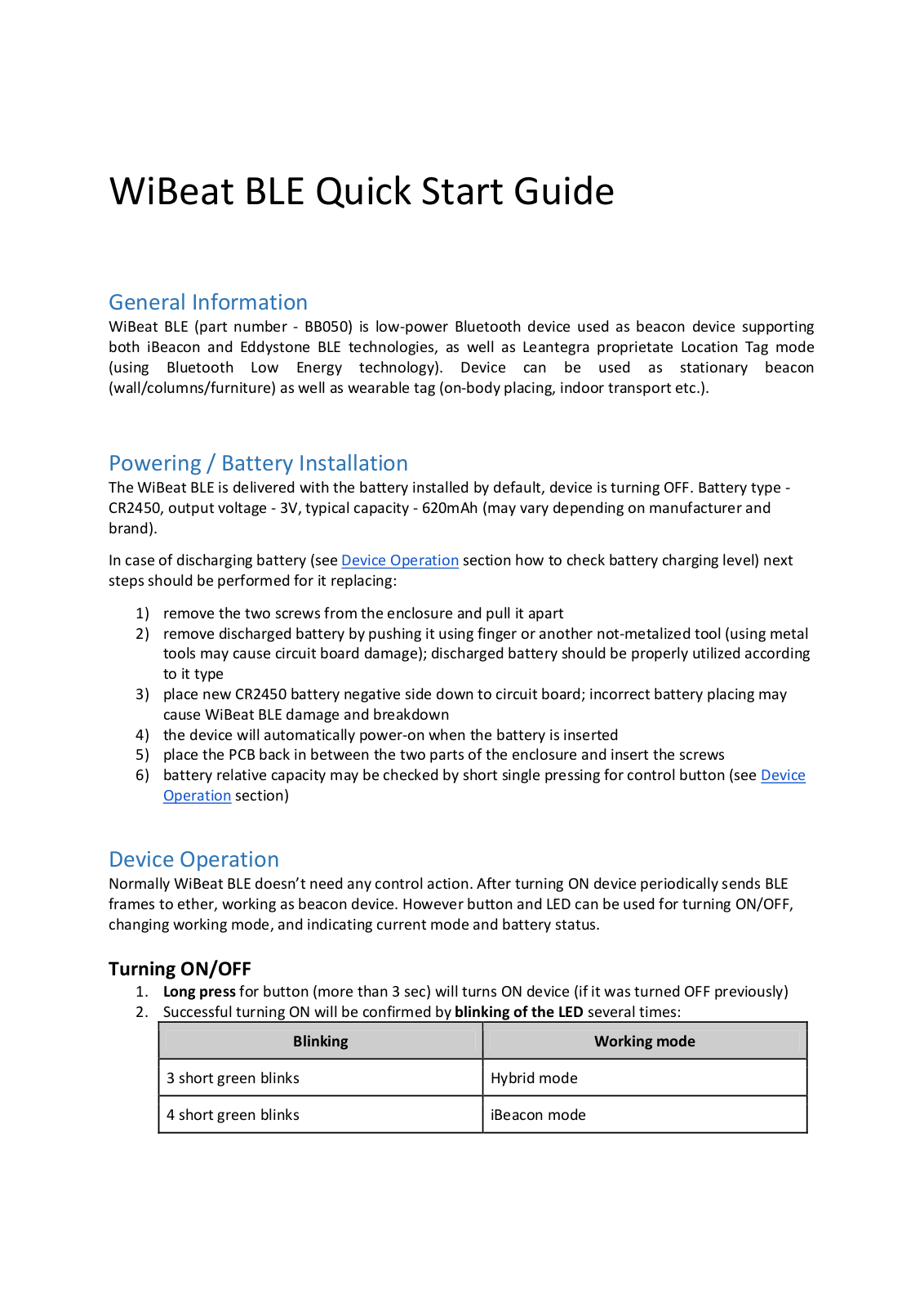 Leantegra BB050 User Manual