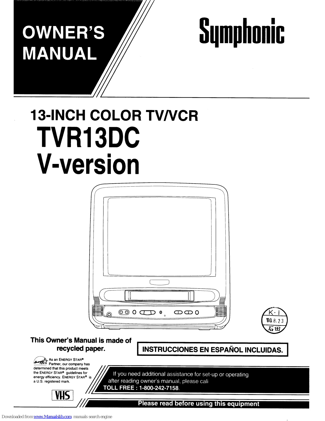 Symphonic TVR13DC Owner's Manual