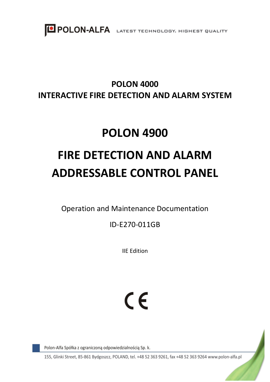 Polon-Alfa POLON 4000, POLON 4900 Operation And Maintenance