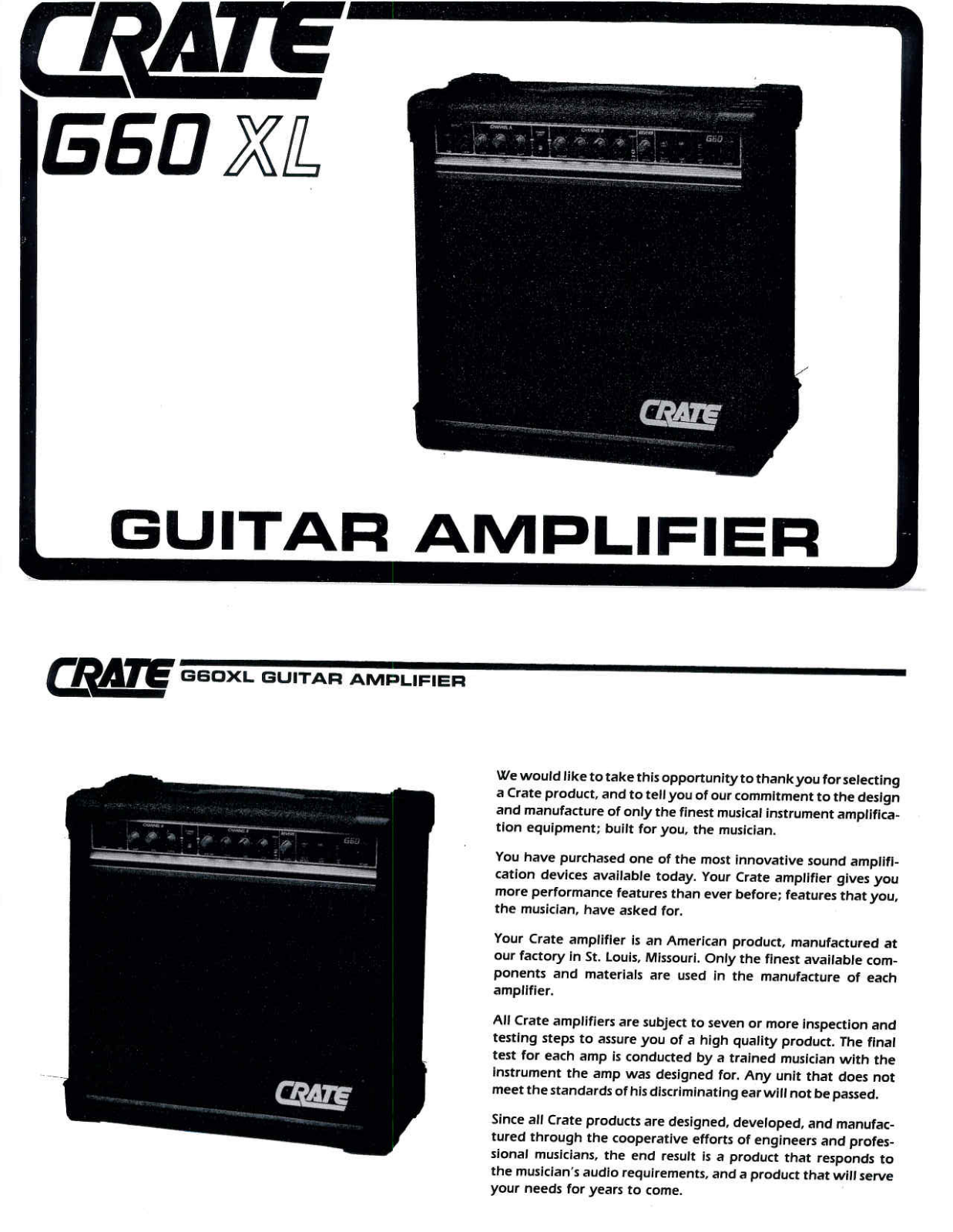 Crate Amplifiers G60 XL User Manual