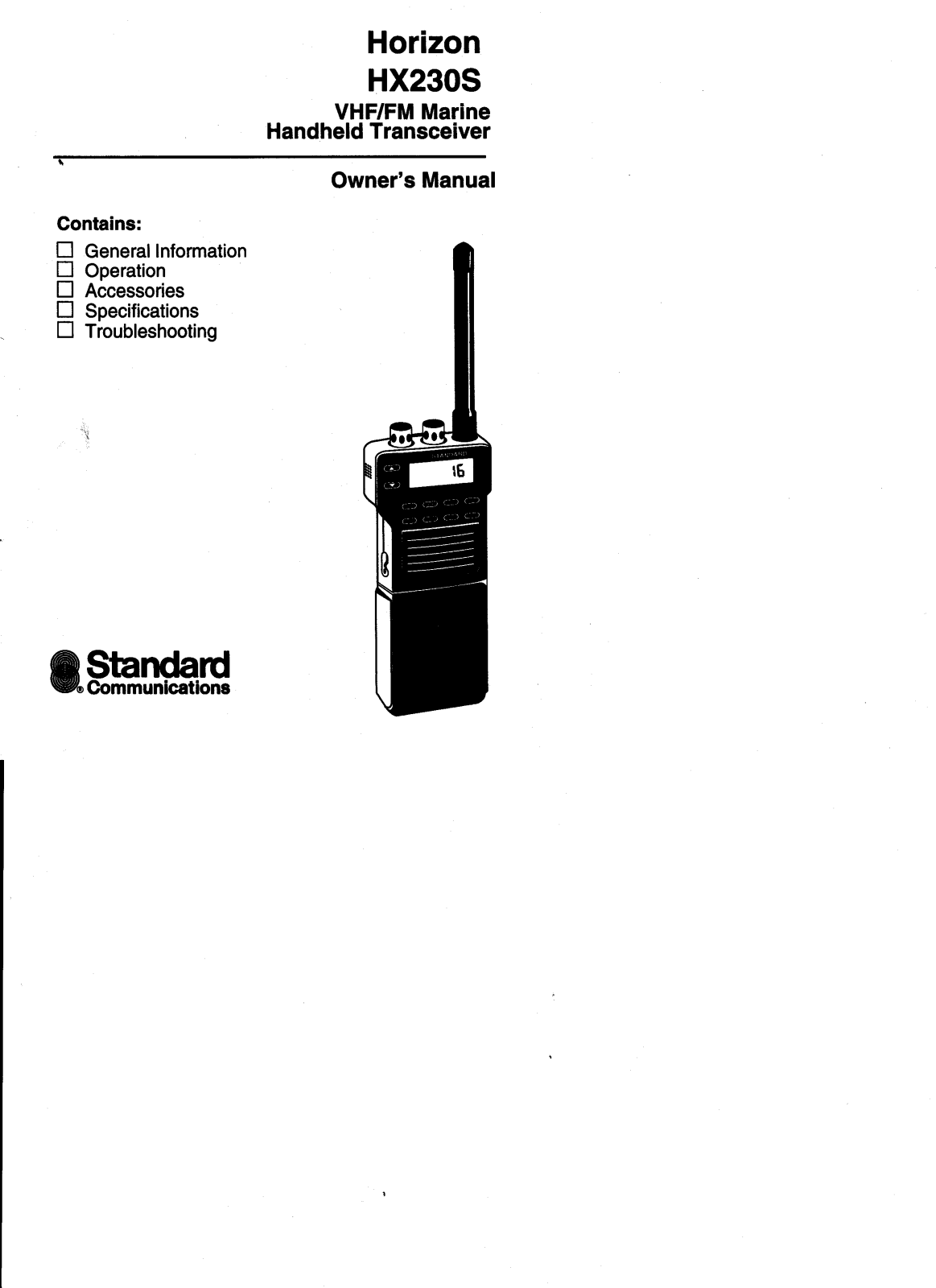 Standard Horizon HX230S Owner's Manual