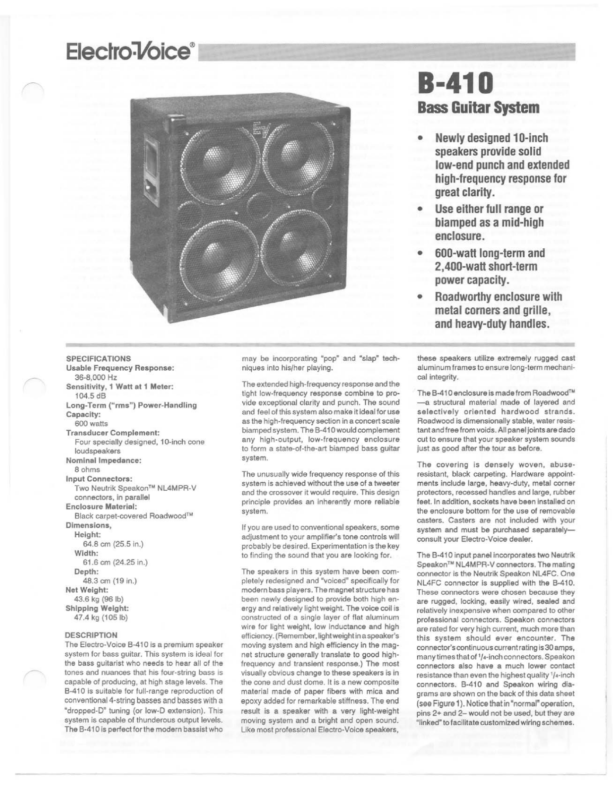 Electro-Voice B-410 User Manual