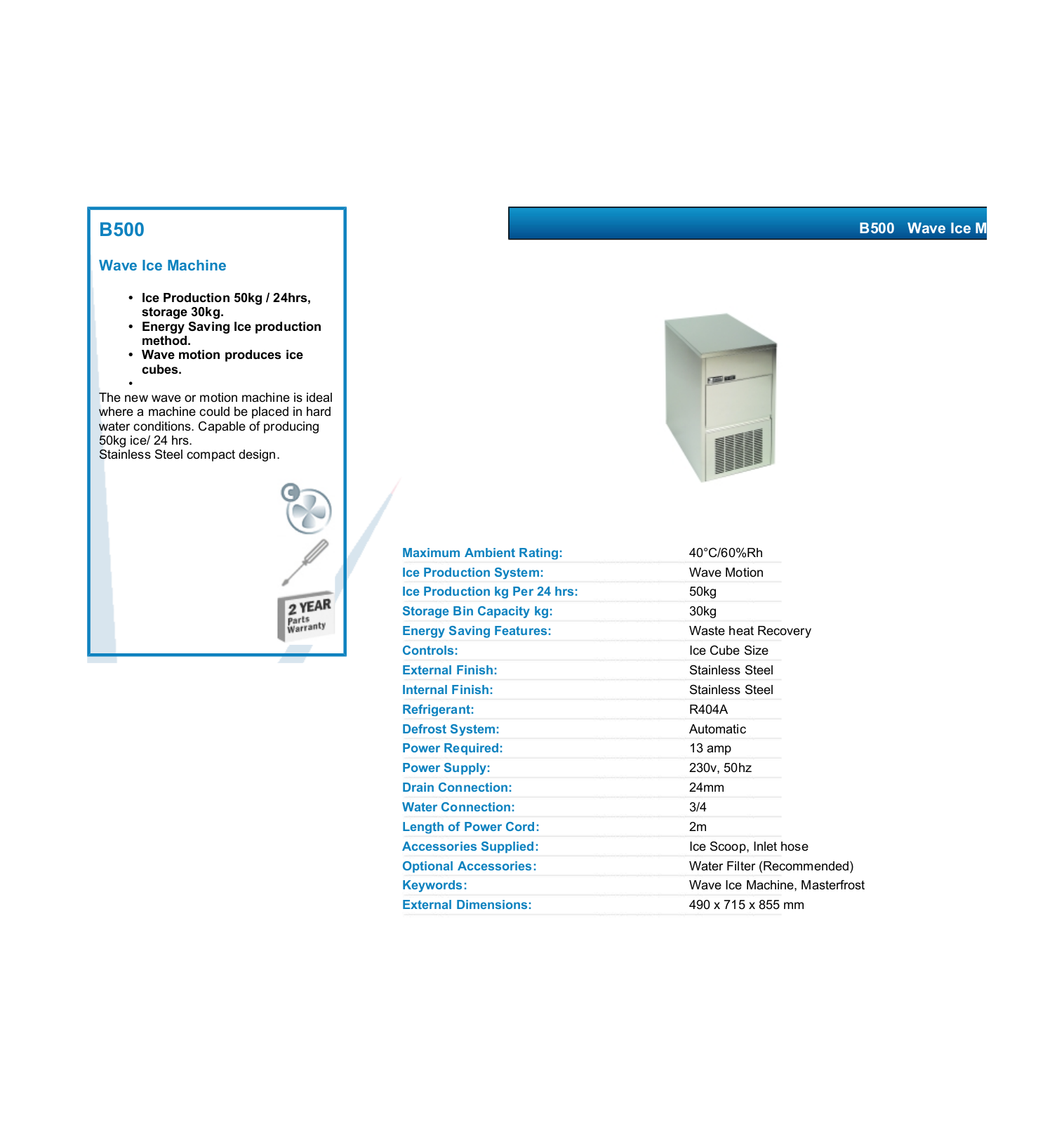 Valera B500 DATASHEET