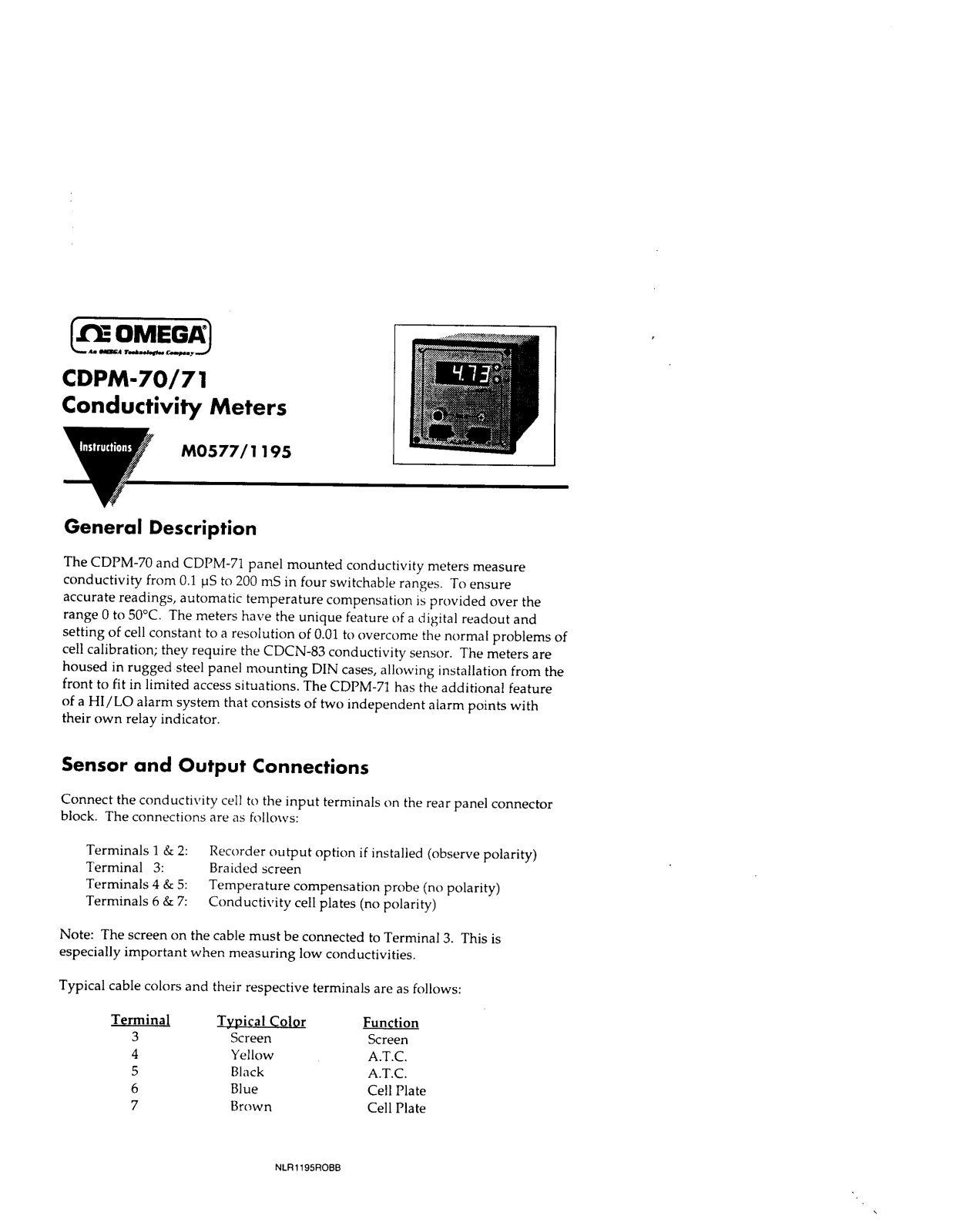 Omega Products CDPM-70 Installation  Manual