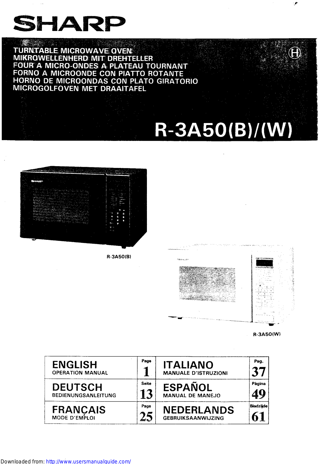 SHARP R-3A50 User Manual