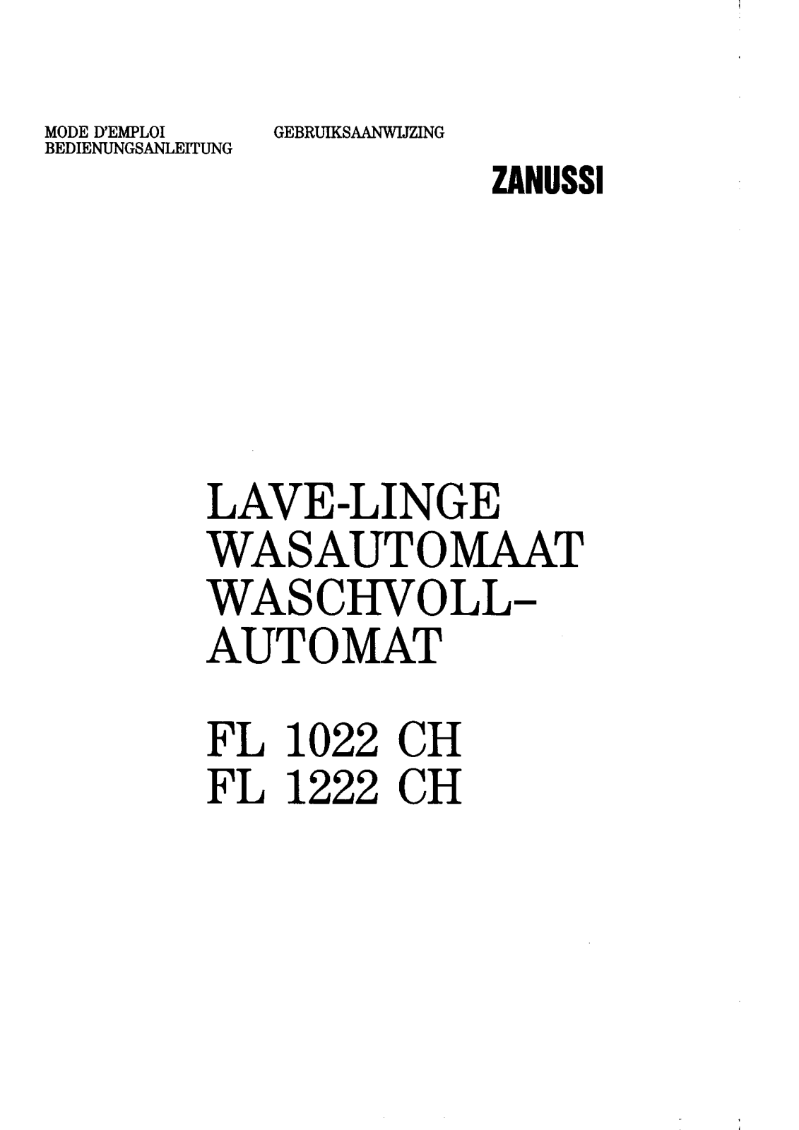 Zanussi FL1222CH, FL1022CH User Manual