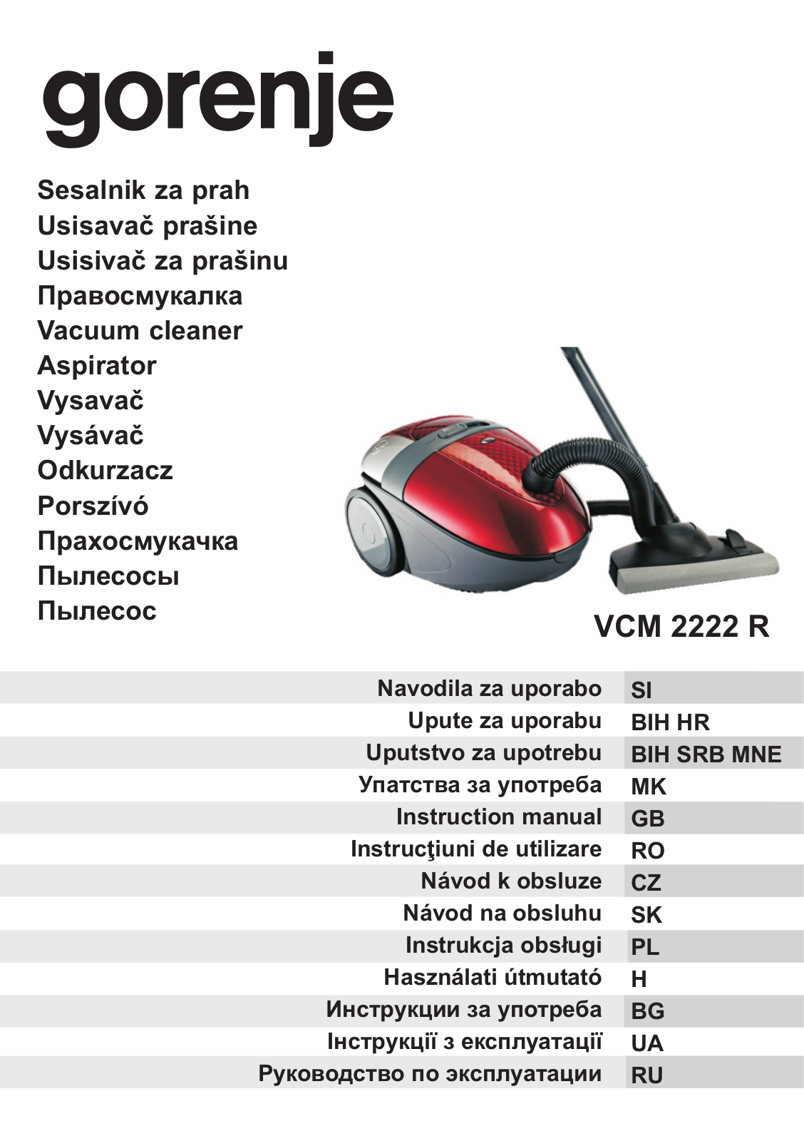 Gorenje VCM2222R User Manual