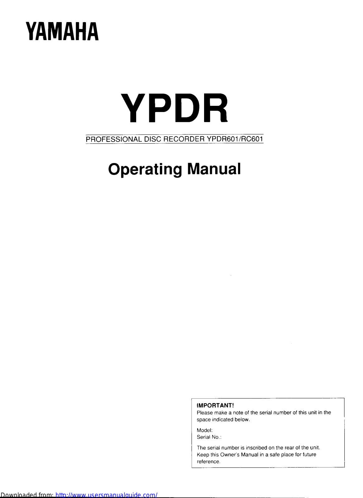 Yamaha Audio YPDR User Manual