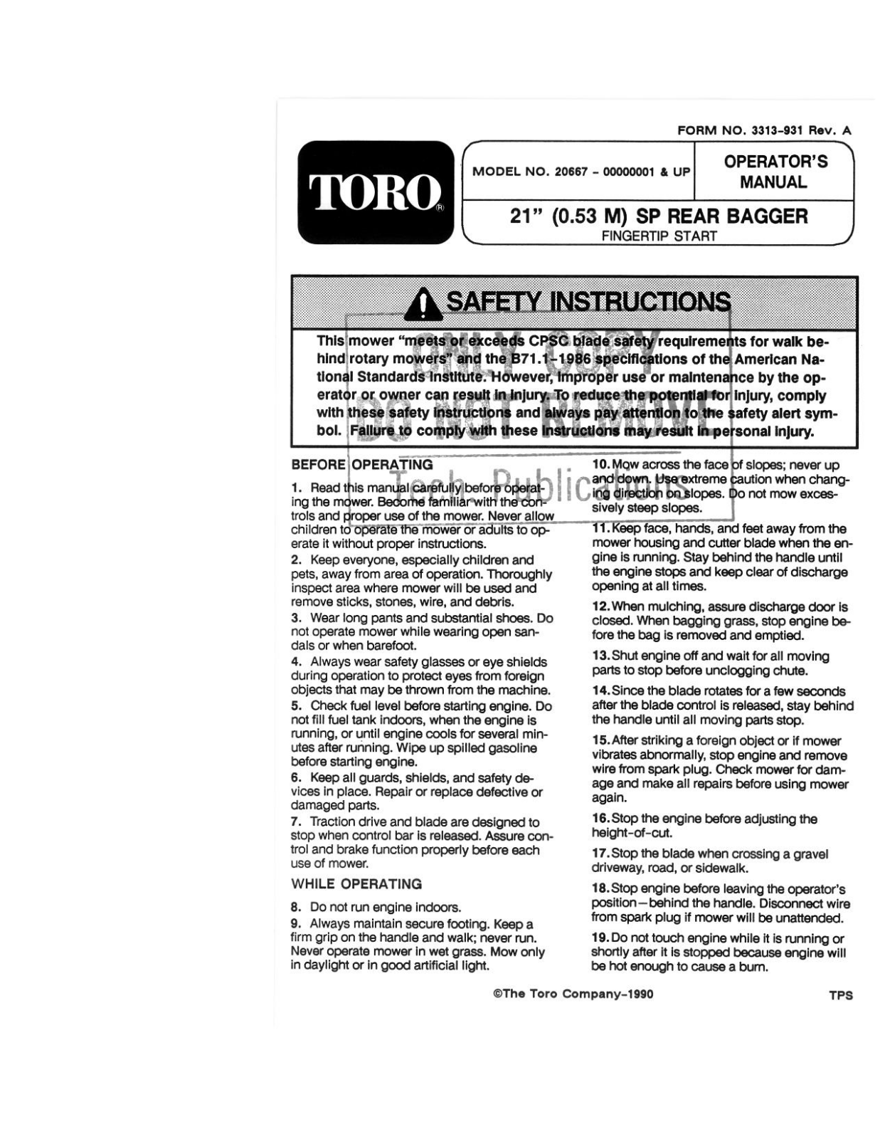 Toro 20667 Operator's Manual