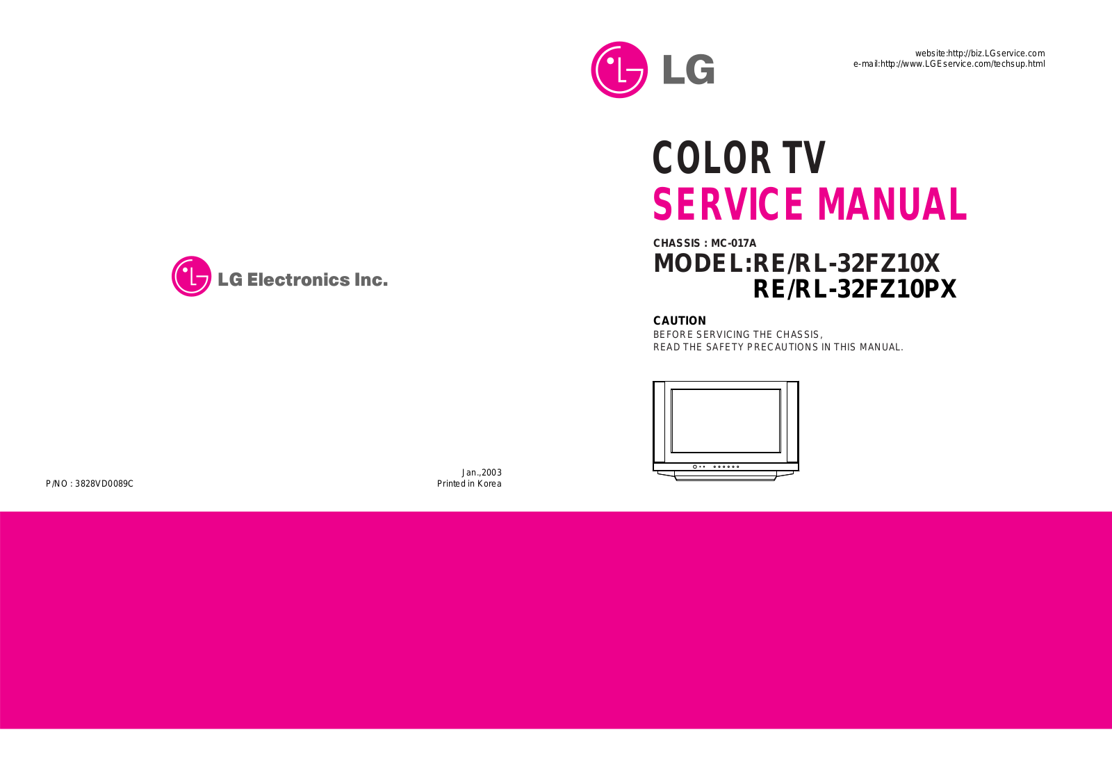 LG RL-32FZ10X, RE-32FZ10X, RL-32FZ10PX, RE-32FZ10PX Service Manual