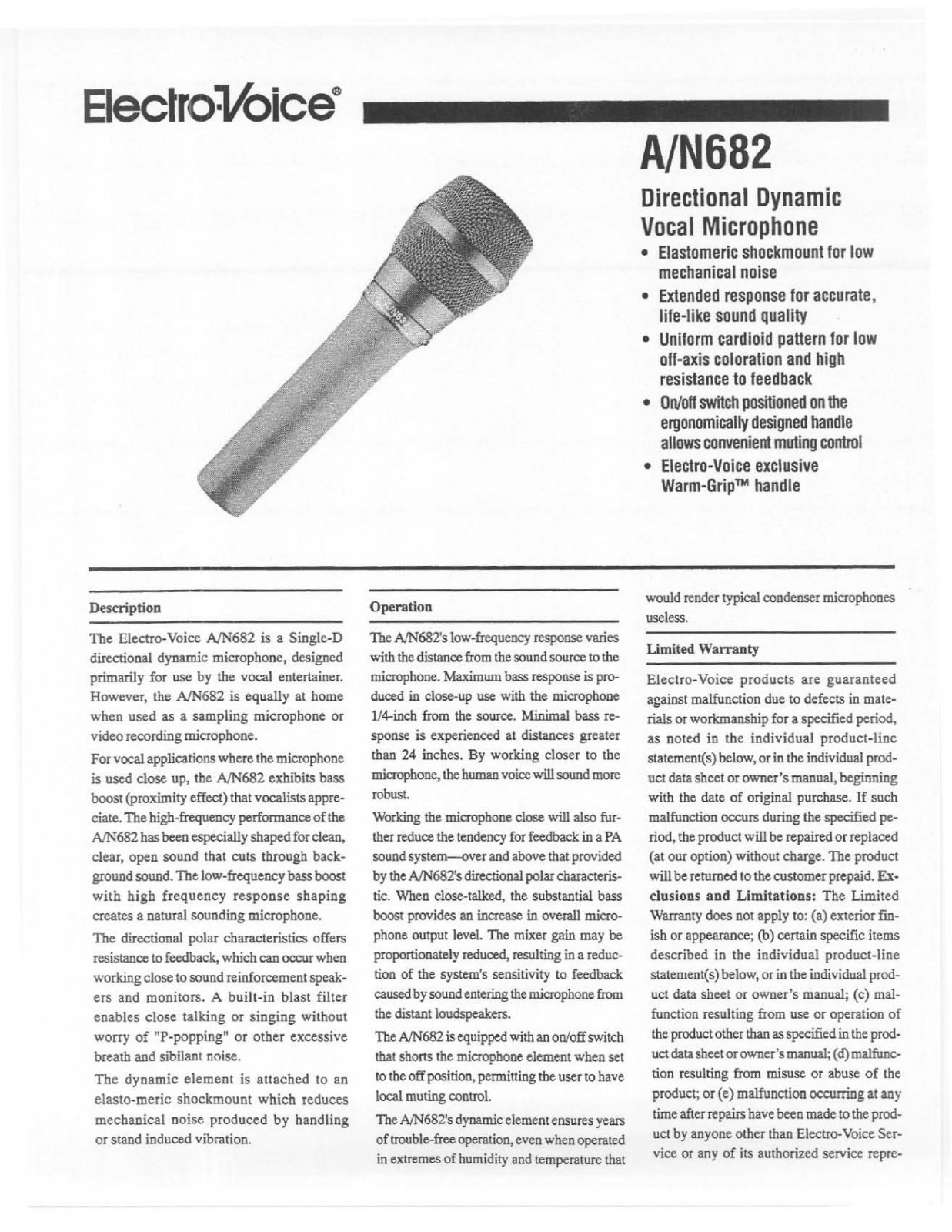 Electro-voice A-N682 DATASHEET