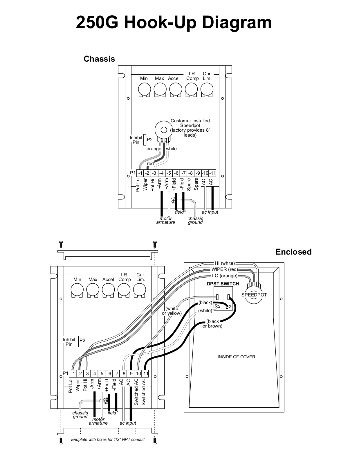 Dart Controls 250G Wiring Diagrams