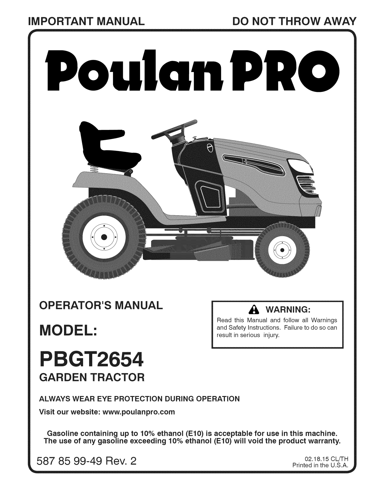 Poulan PBGT2654-96042017300, 96042017300 Owner’s Manual