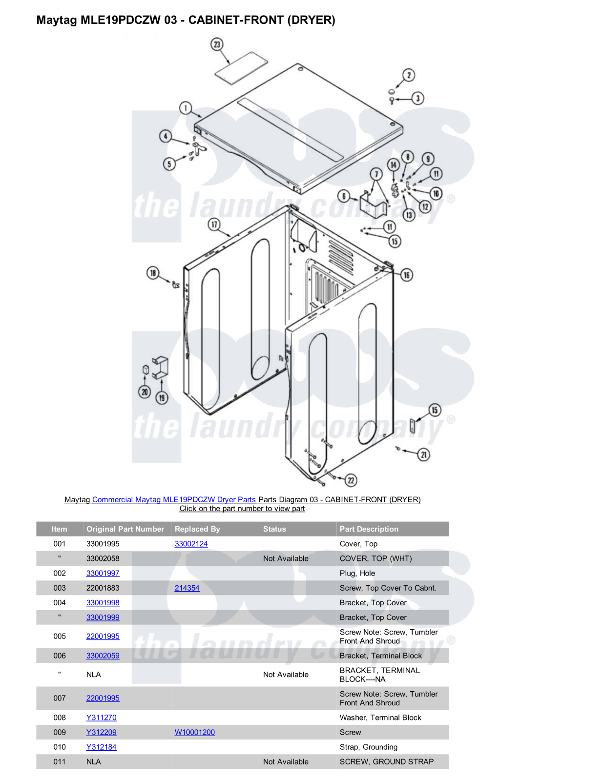 Maytag MLE19PDCZW Parts Diagram