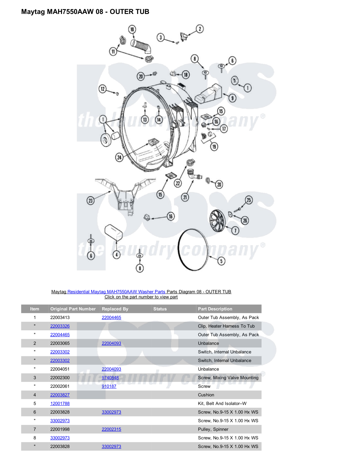 Maytag MAH7550AAW Parts Diagram