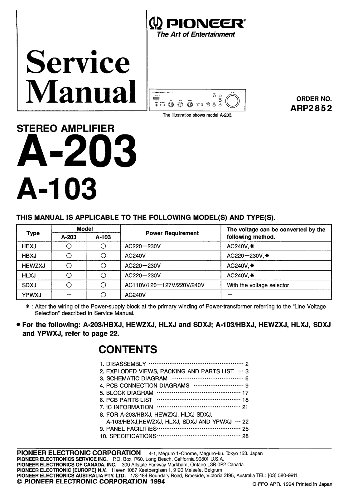 Pioneer A-103 Service manual