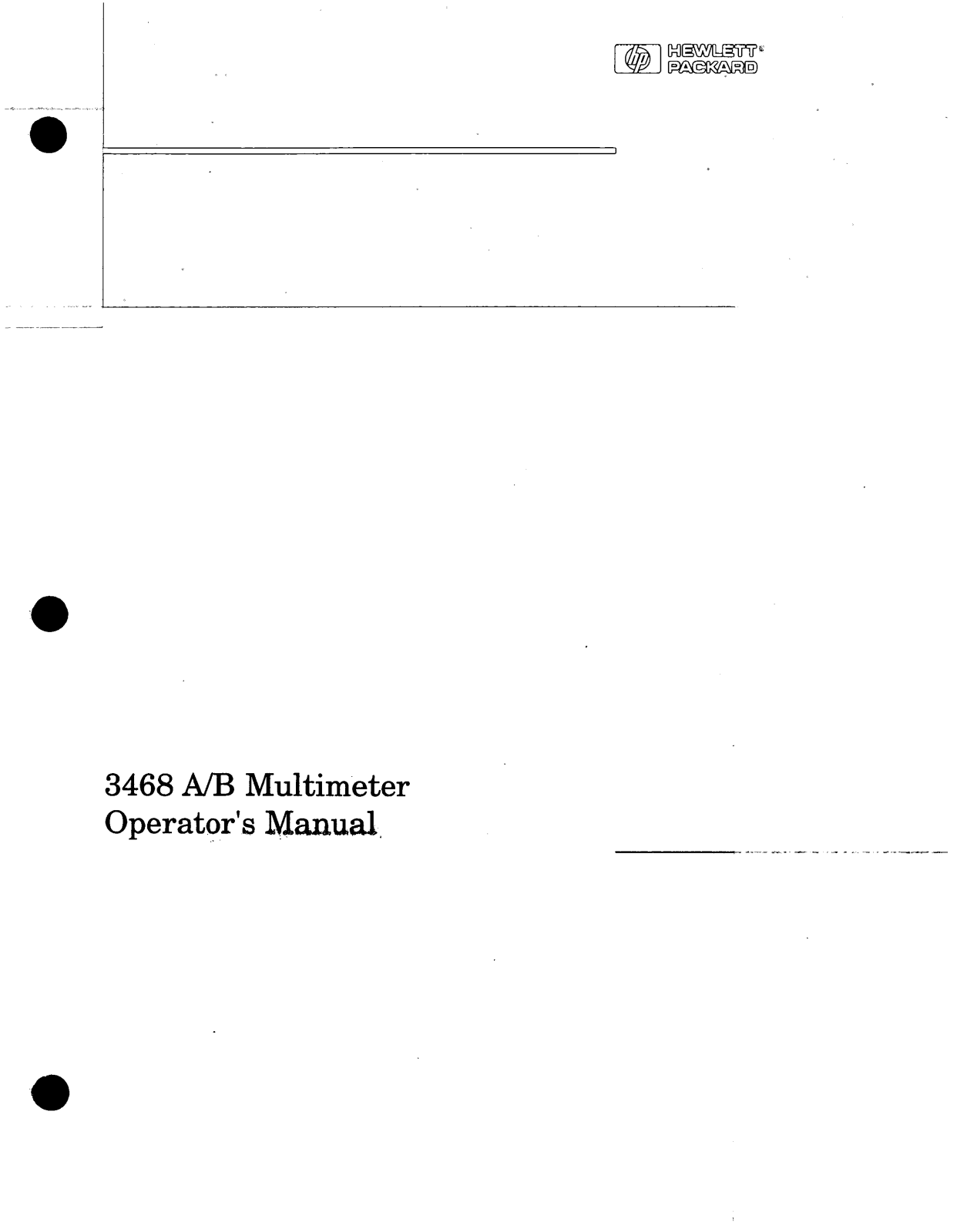 HP 3468B, 3468A User Manual