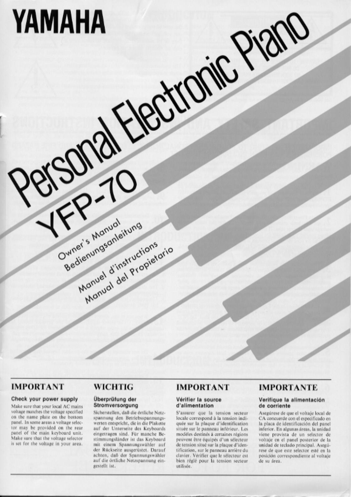 Yamaha YFP70E, YFP-70 User Manual