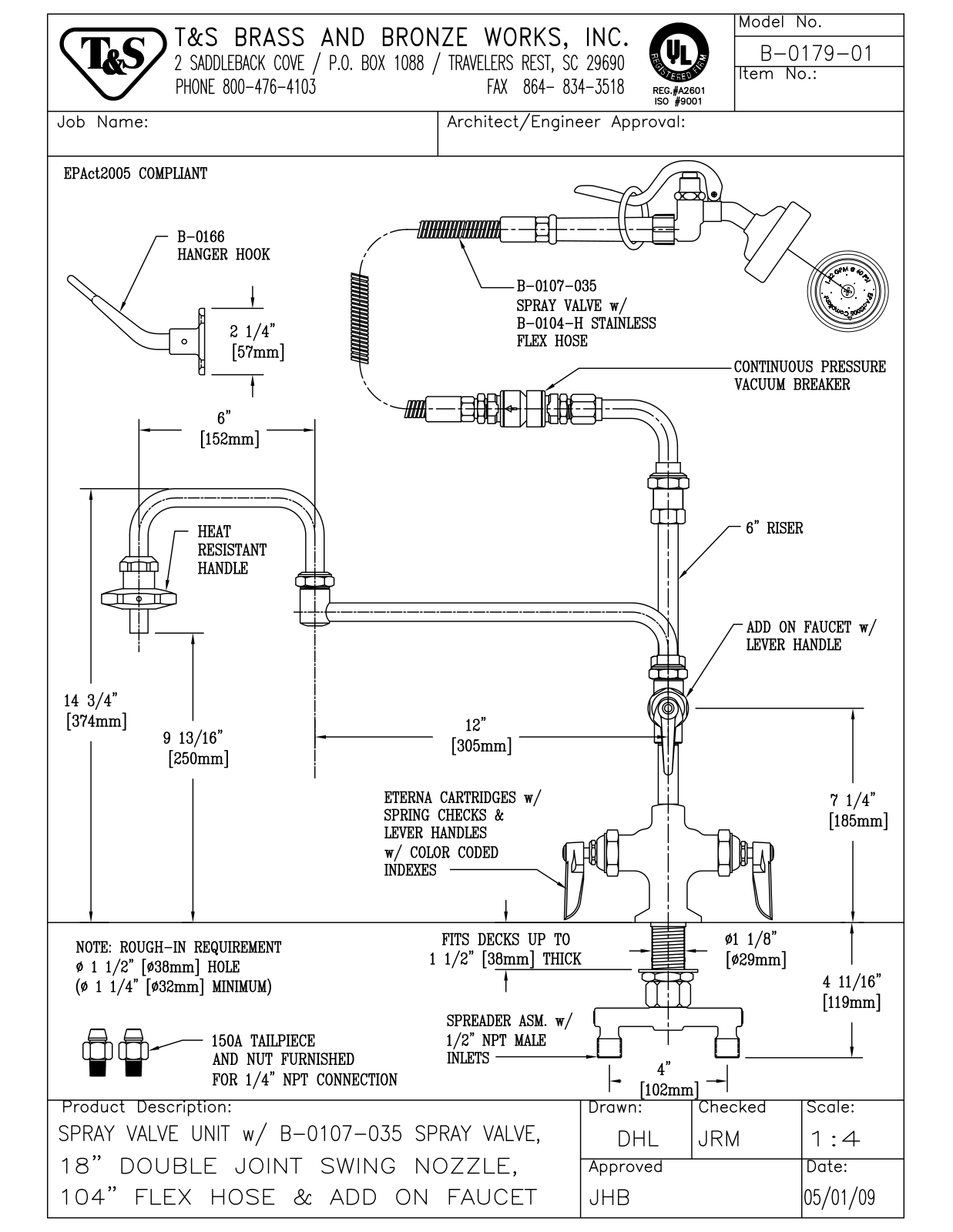 T&S Brass B-0179-01 User Manual