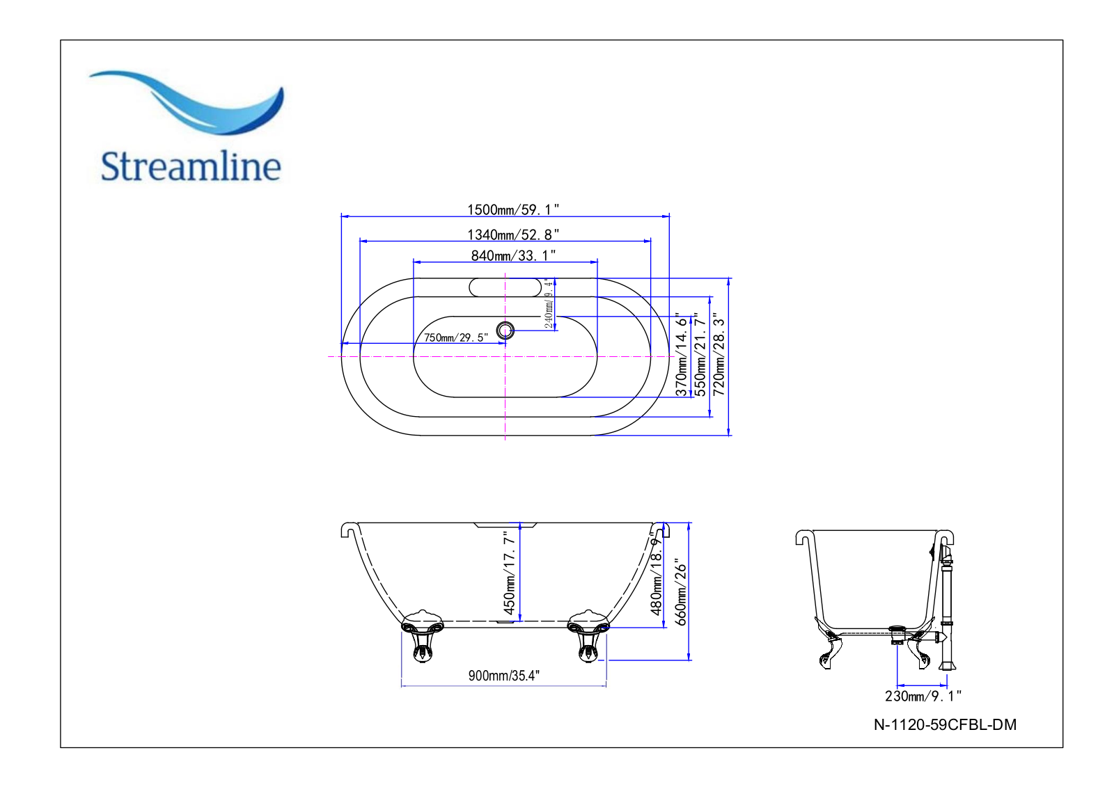 Streamline Bath SLBH3035 Dimensions - ManualMachine.com