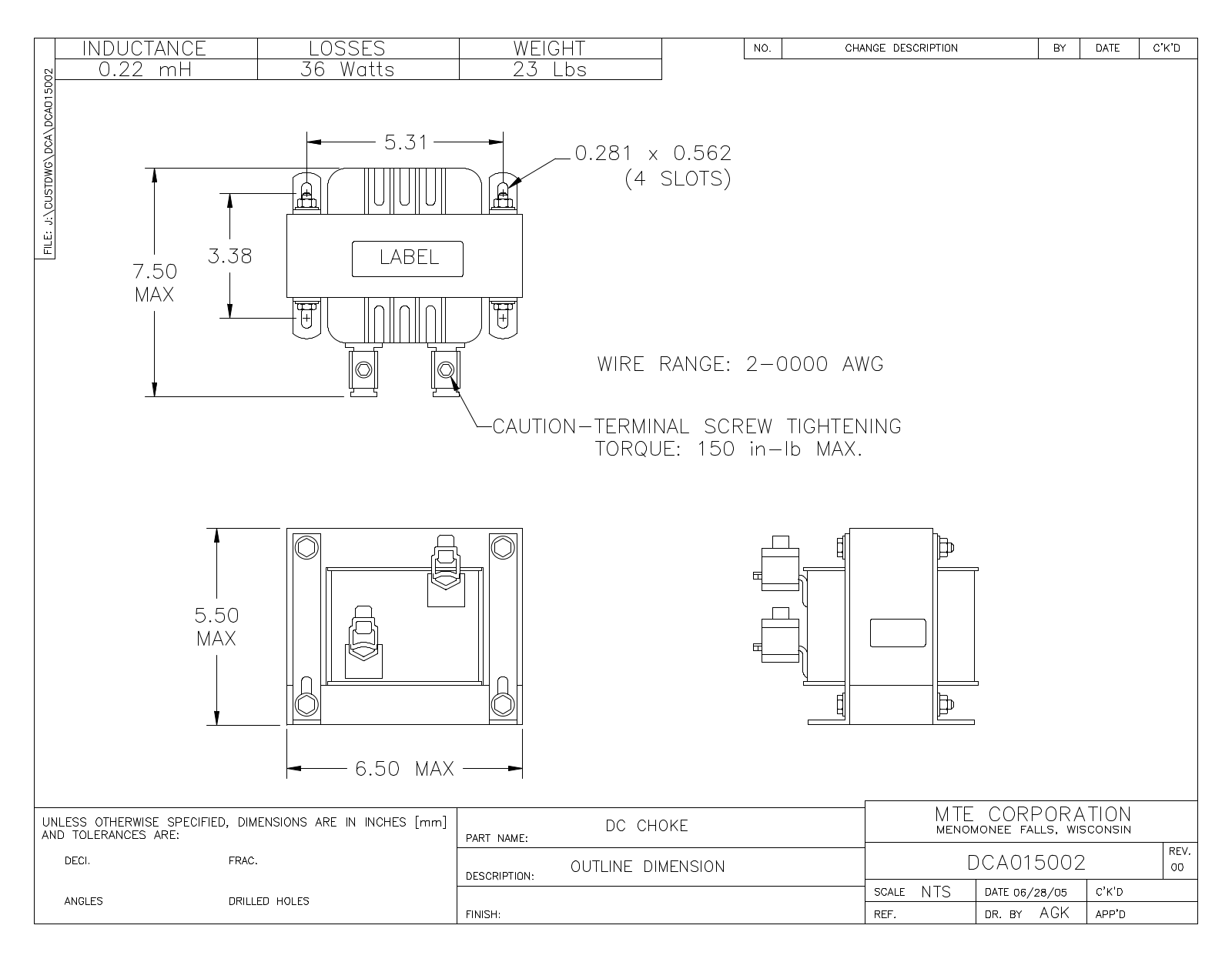 MTE DCA015002 CAD Drawings