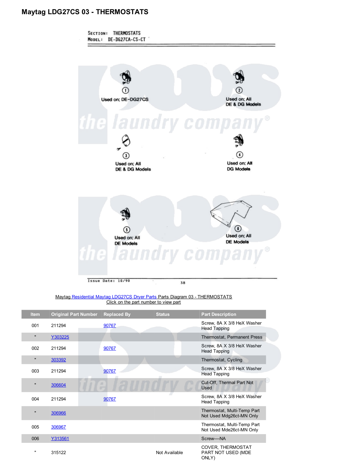 Maytag LDG27CS Parts Diagram