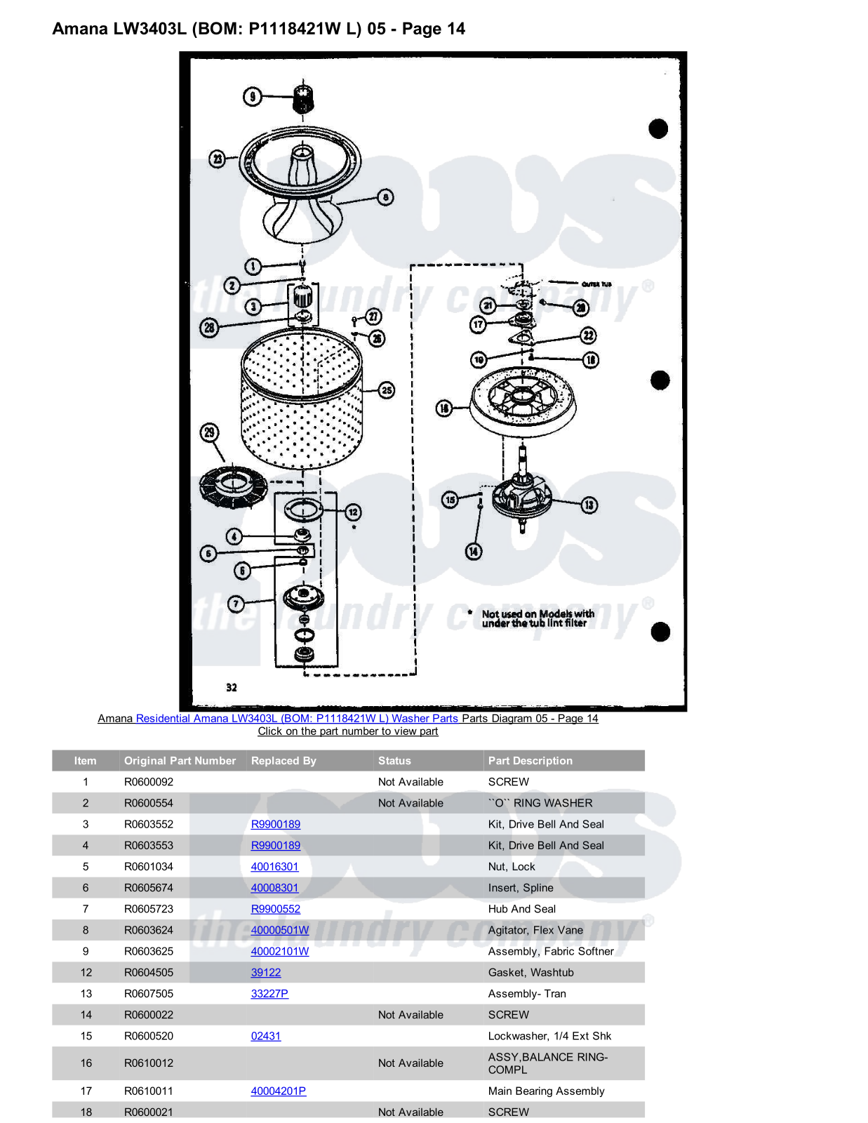 Amana LW3403L Parts Diagram