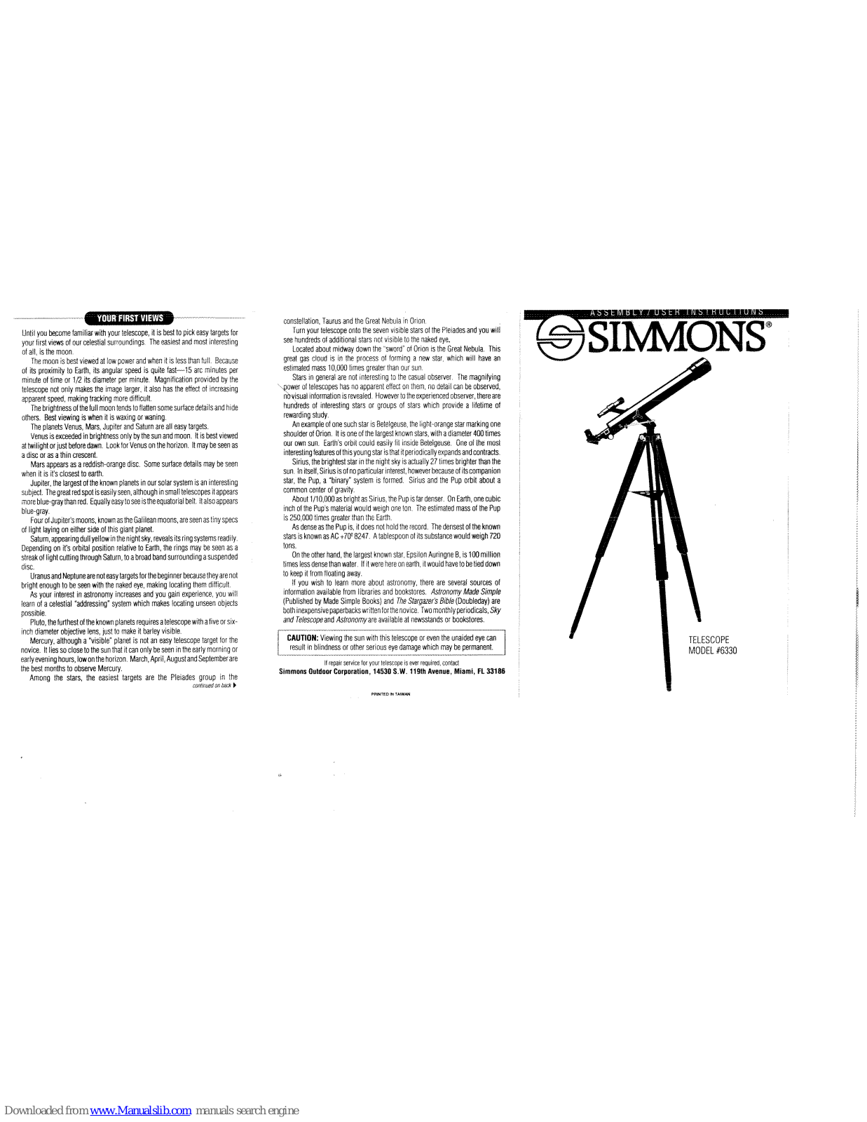 Simmons 6330 User Instructions - ManualMachine.com