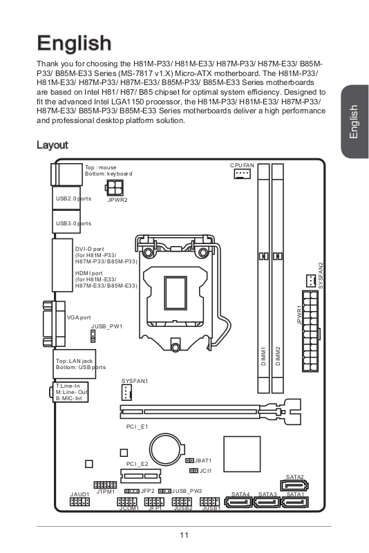 Инструкция материнской платы MSI B75MA E33