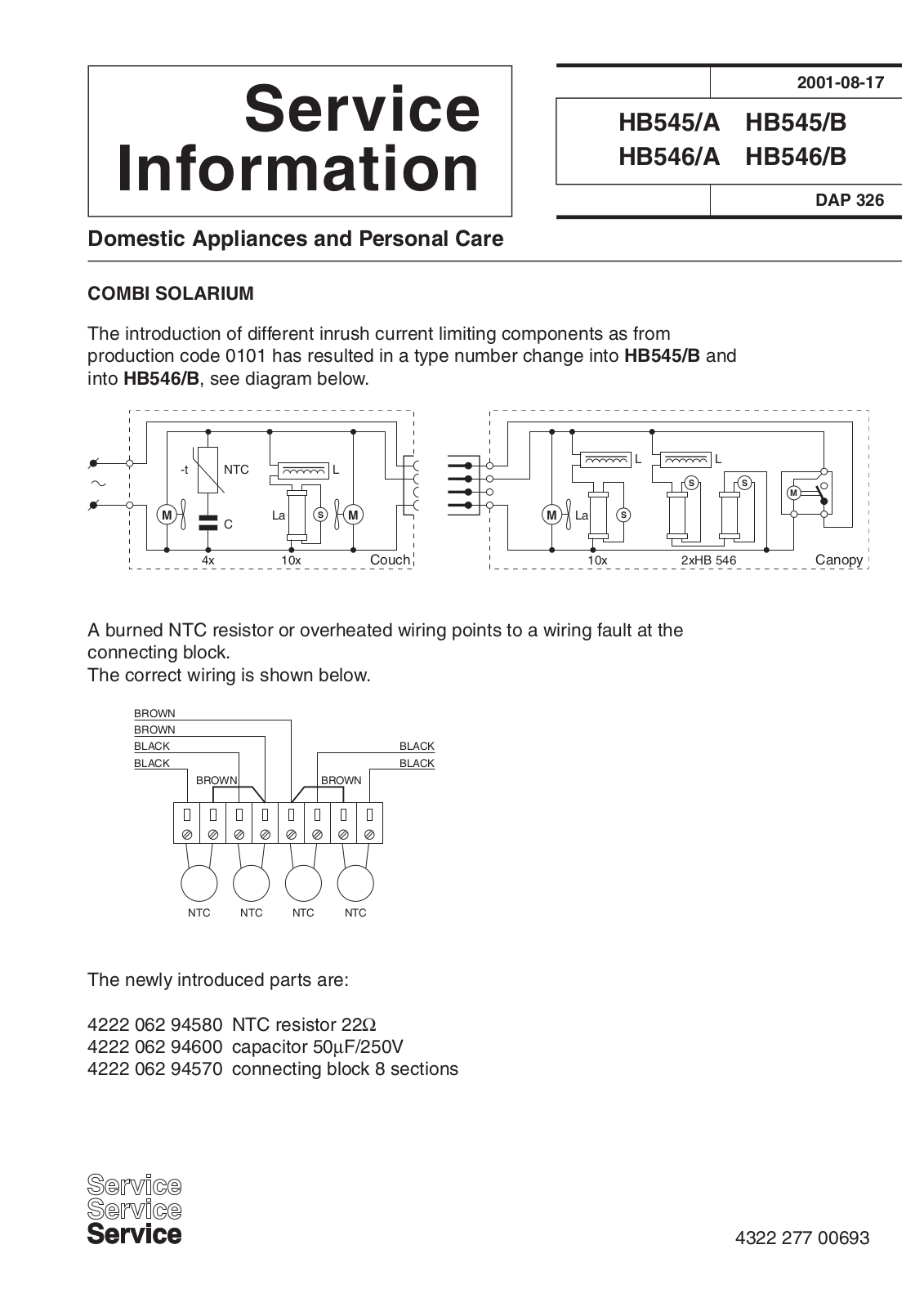Philips HB546-B, HB546-A, HB545-B, HB545-A Service Manual